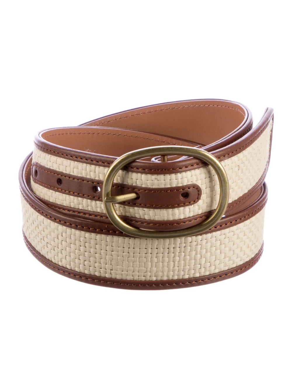 Zimmerman Raffia with Brown Leather Trim belt